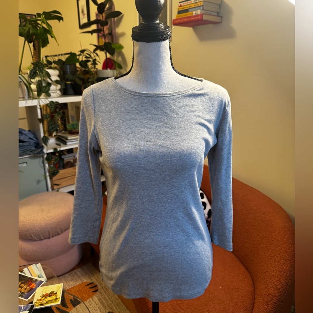 Talbots Gray Fitted 3/4 Sleeve Blouse